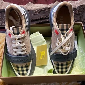 Burberry vintage check suede and leather sneakers